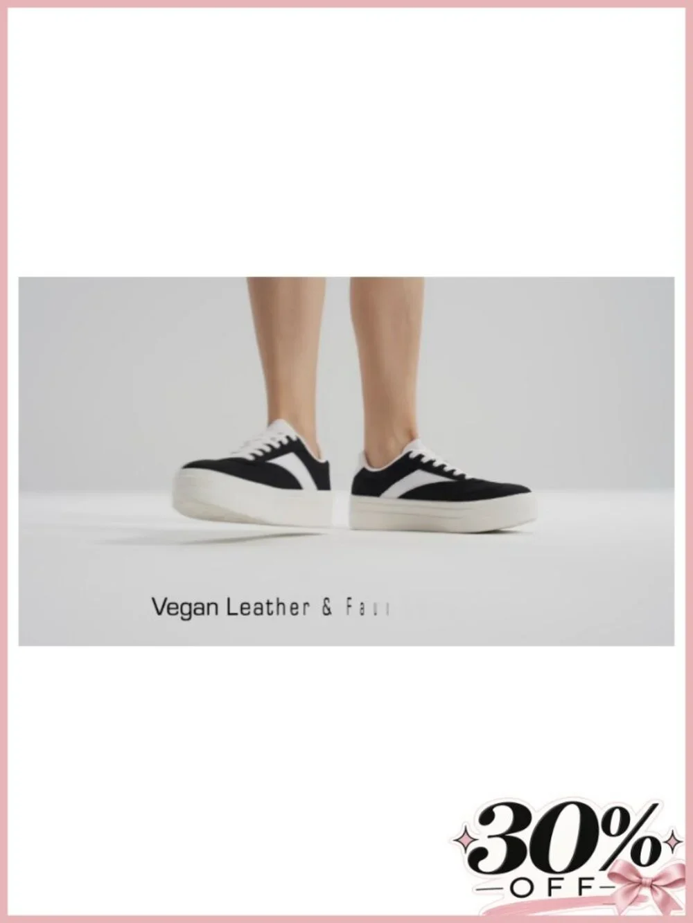 Platform Sneakers Lace-Up Vegan Leather Faux Suede Comfortable Tennis Shoes